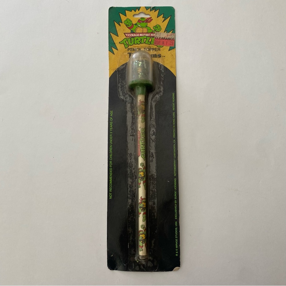 Vintage TMNT Teenage mutant Ninja Turtle Leonardo Pencil Twirlems Globe Toppers